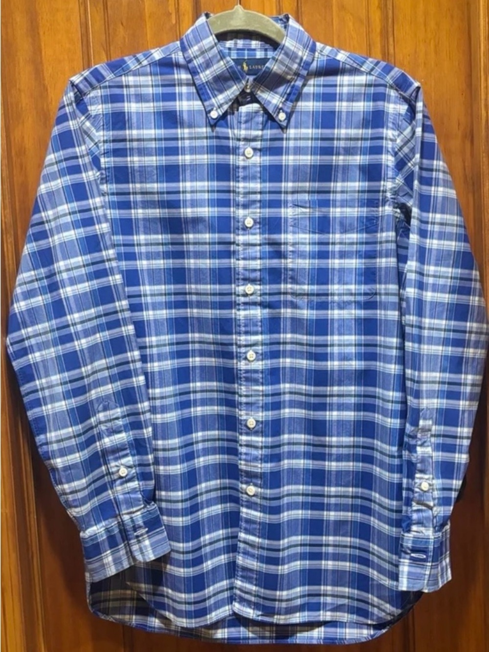 Ralph Lauren Classic Fit Blue Plaid Button-Down Shirt - Men's